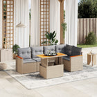 6-piece Lounge Set with cushions poly rattan beige