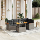 6-piece Lounge Set with Cushions Poly Rattan Grey
