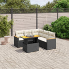 6-piece Lounge Set with cushions poly rattan black