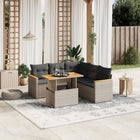 6-piece Lounge Set with Cushions Poly Rattan Grey