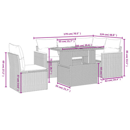 6-Delige Loungeset Met Kussens Poly Rattan Zwart