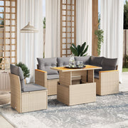 Loungeset 6-delig poly rattan beige