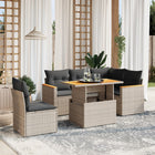 6-piece Lounge Set with Cushions Poly Rattan Grey