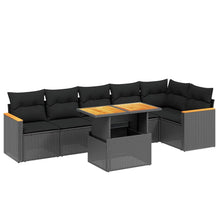7-Delige Loungeset Met Kussens Poly Rattan Zwart
