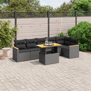 Loungeset 7-delig poly rattan zwart