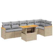 7-delige Loungeset met kussens poly rattan beige