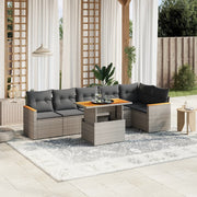 Loungeset 7-delig poly rattan grijs
