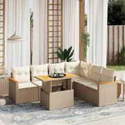 Loungeset 7-delig poly rattan beige