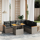 7-delige Loungeset met kussens poly rattan grijs