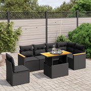 Loungeset 7-delig poly rattan zwart