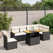 Loungeset 7-delig poly rattan zwart