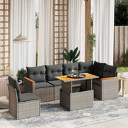 Loungeset 7-delig poly rattan grijs