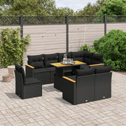 Loungeset 9-delig poly rattan zwart