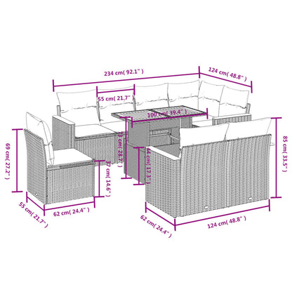 9-Delige Loungeset Met Kussens Poly Rattan Zwart