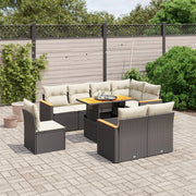 Loungeset 9-delig poly rattan zwart