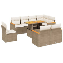 9-delige Loungeset met kussens poly rattan beige