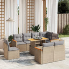 9-delige Loungeset met kussens poly rattan beige