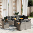 9-piece Loungeset with cushions poly rattan grey
