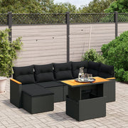 Loungeset 7-delig poly rattan zwart