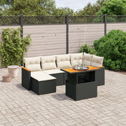 Loungeset 7-delig poly rattan zwart