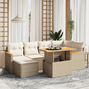 Loungeset 7-delig poly rattan beige