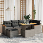 7-delige Loungeset met kussens poly rattan grijs