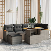 Loungeset 7-delig poly rattan grijs