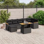 Loungeset 8-delig poly rattan zwart