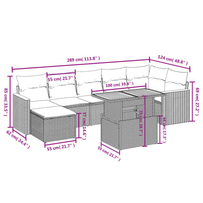 8-Delige Loungeset Met Kussens Poly Rattan Zwart