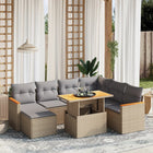 8-delige Loungeset met kussens poly rattan beige