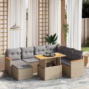 Loungeset 8-delig poly rattan beige