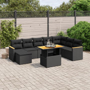 Loungeset 9-delig poly rattan zwart
