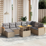 Loungeset 9-delig poly rattan beige