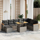 9-piece Loungeset with cushions poly rattan grey