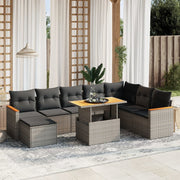 Loungeset 9-delig poly rattan grijs