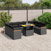 Loungeset 10-delig poly rattan zwart
