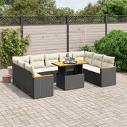 Loungeset 10-delig poly rattan zwart
