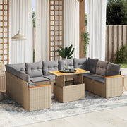 Loungeset 10-delig poly rattan beige
