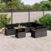 Loungeset 10-delig poly rattan zwart