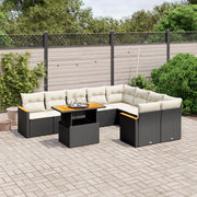 Loungeset 10-delig poly rattan zwart
