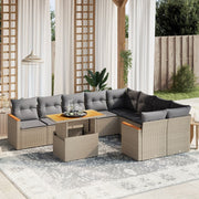 Loungeset poly rattan 10-delig beige