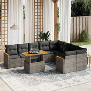 Loungeset 10-delig poly rattan grijs