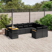 Loungeset 10-delig poly rattan zwart