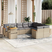 Loungeset 10-delig poly rattan beige