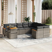 Loungeset 10-delig poly rattan grijs