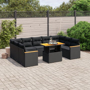 Loungeset 11-delig poly rattan zwart
