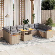 Tuinset 11-delig poly rattan beige