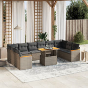Loungeset poly rattan 11-delig grijs