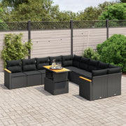 Loungeset 11-delig poly rattan zwart