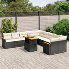 11-piece Loungeset with cushions poly rattan black
